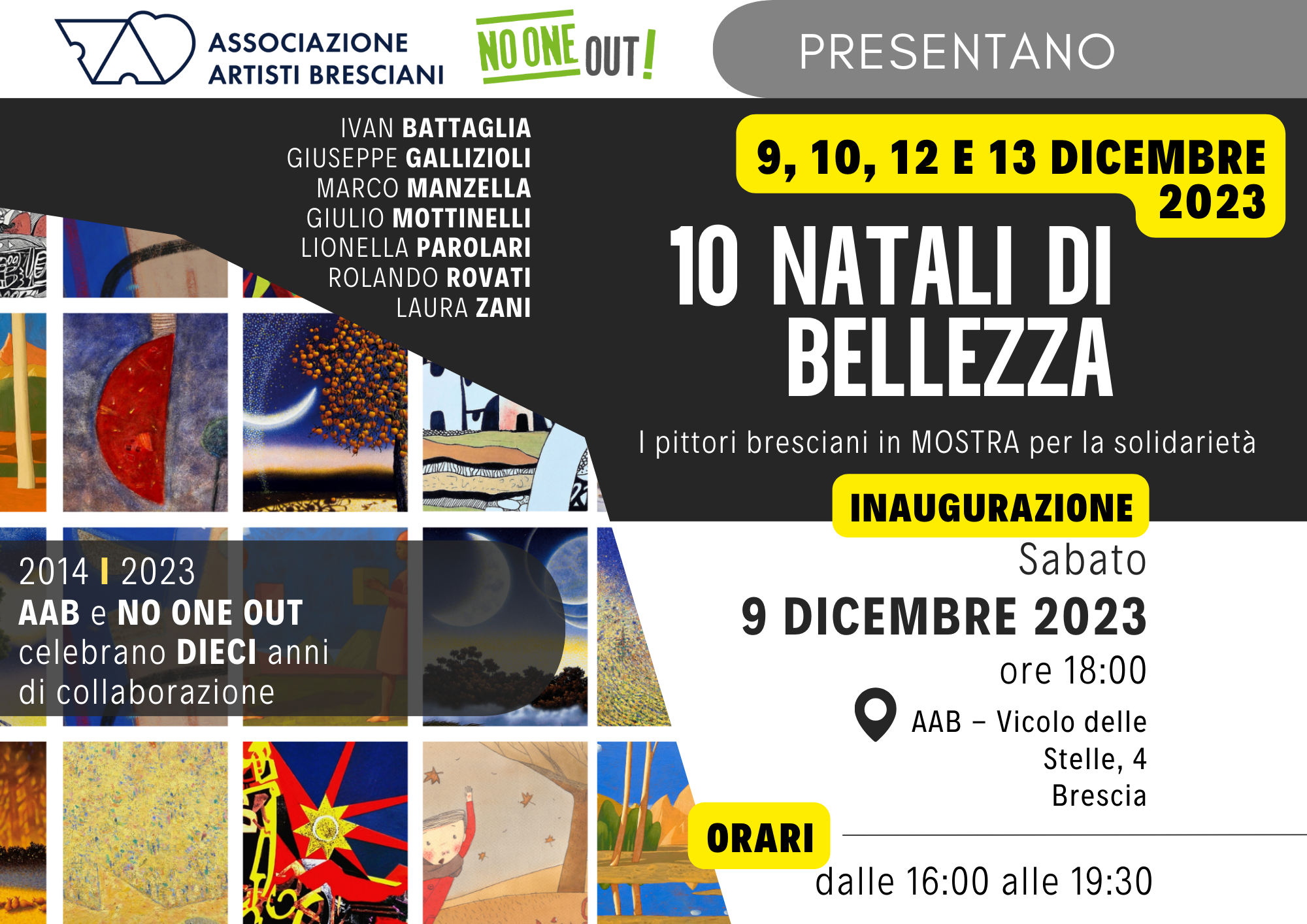 10 Natali di bellezza I In mostra con AAB - Associazione Artisti Bresciani I 9, 10, 12 e 13 dicembre 2023