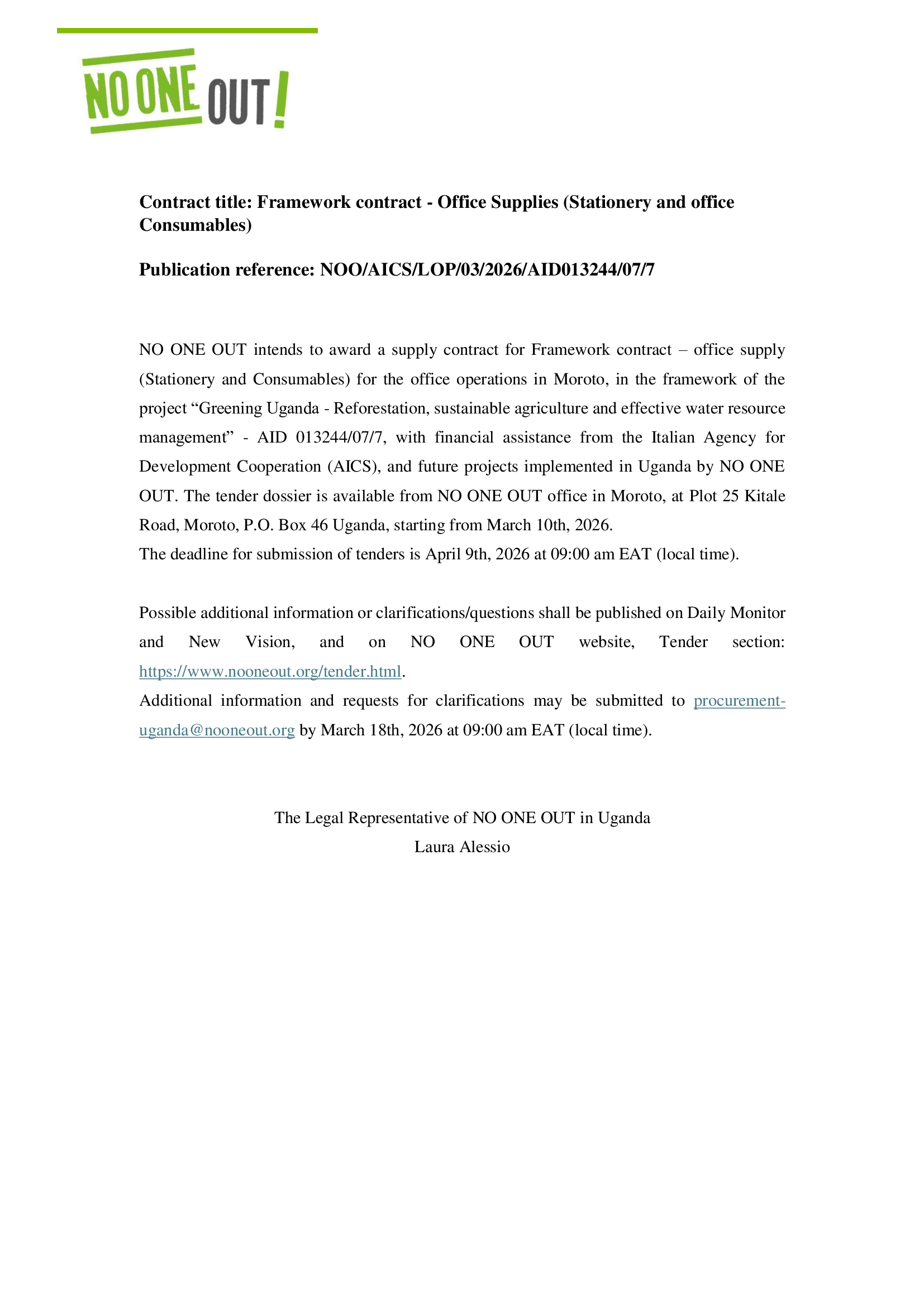 NO ONE OUT office supplies advert FOR PUBLICATION