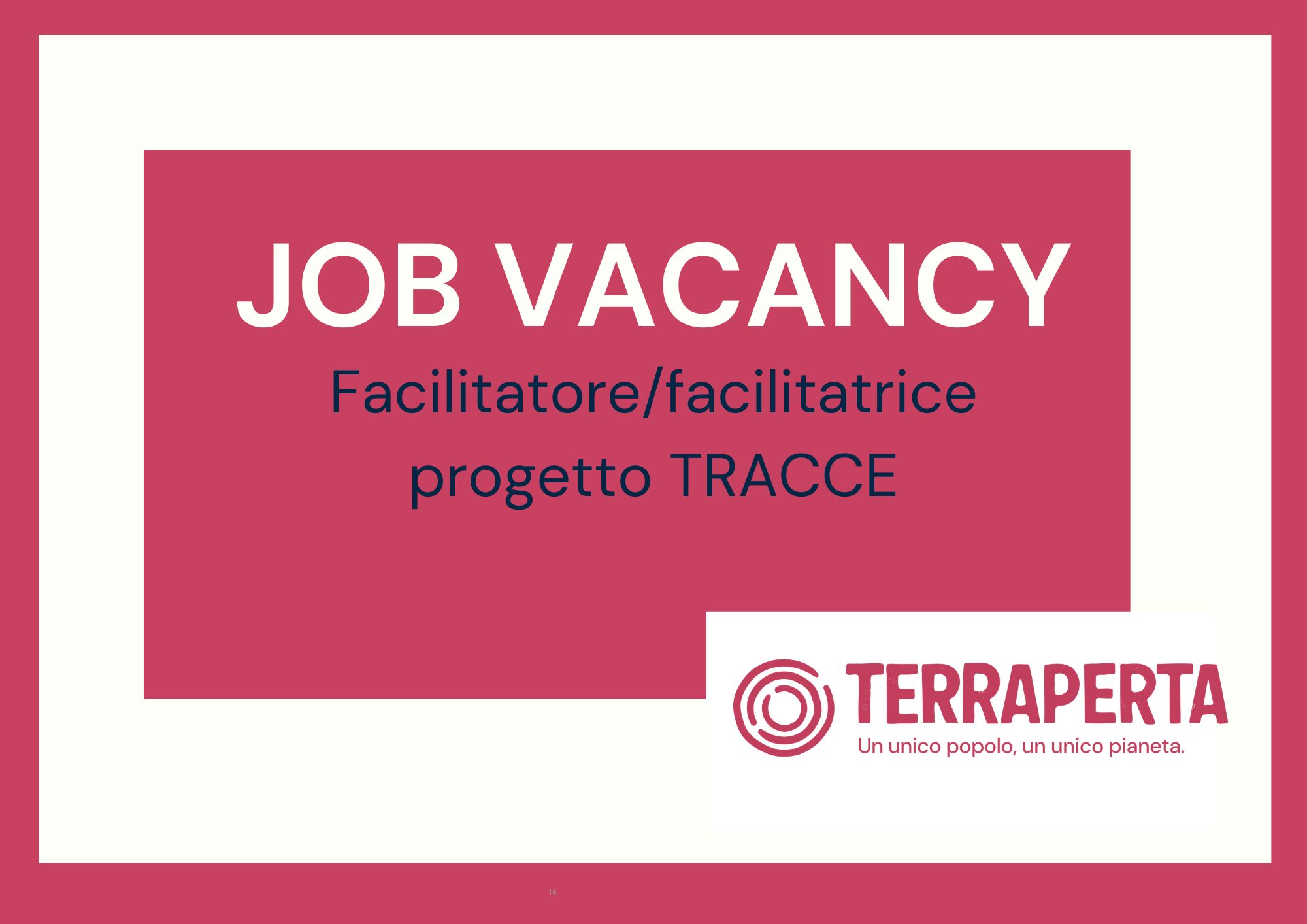 Vacancy: Facilitatore/facilitatrice progetto TRACCE | SCADENZA: 1.10.2026